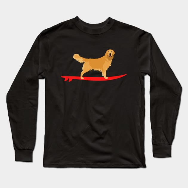 Surfing Golden Retriever Long Sleeve T-Shirt by The Open Wave